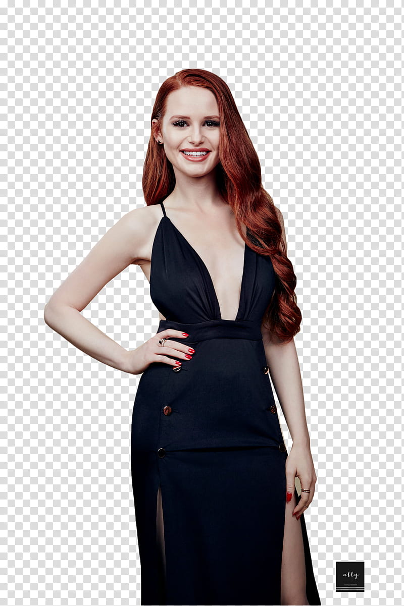 MADELAINE PETSCH, smiling woman wearing spaghetti strap dress transparent background PNG clipart