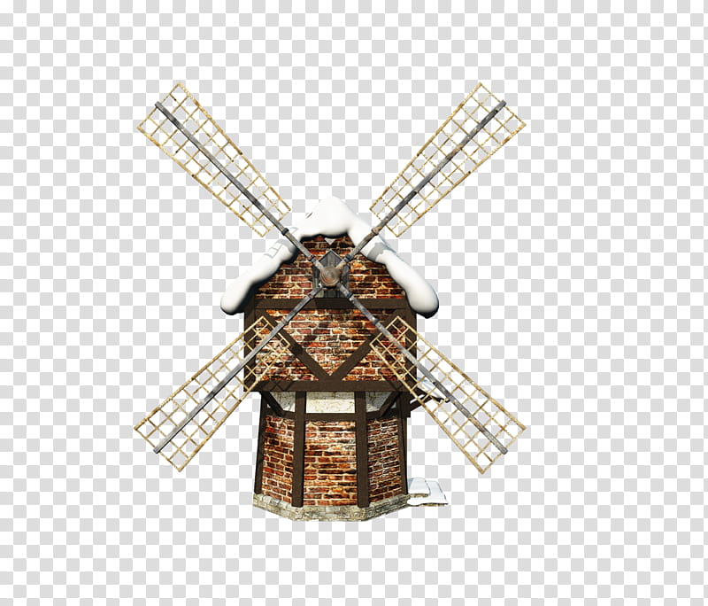 D Snowy Windmill, brown windmill transparent background PNG clipart