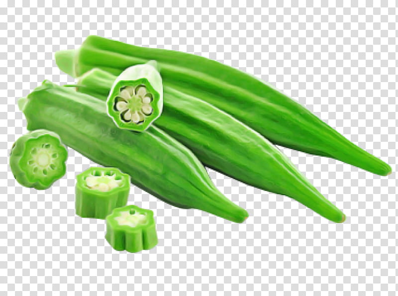 okra green vegetable plant food, Mallow Family, Legume transparent background PNG clipart