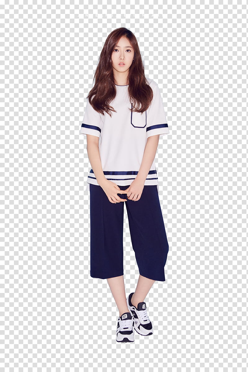 gfriend sinb, woman in white top and blue bottoms posing for transparent background PNG clipart