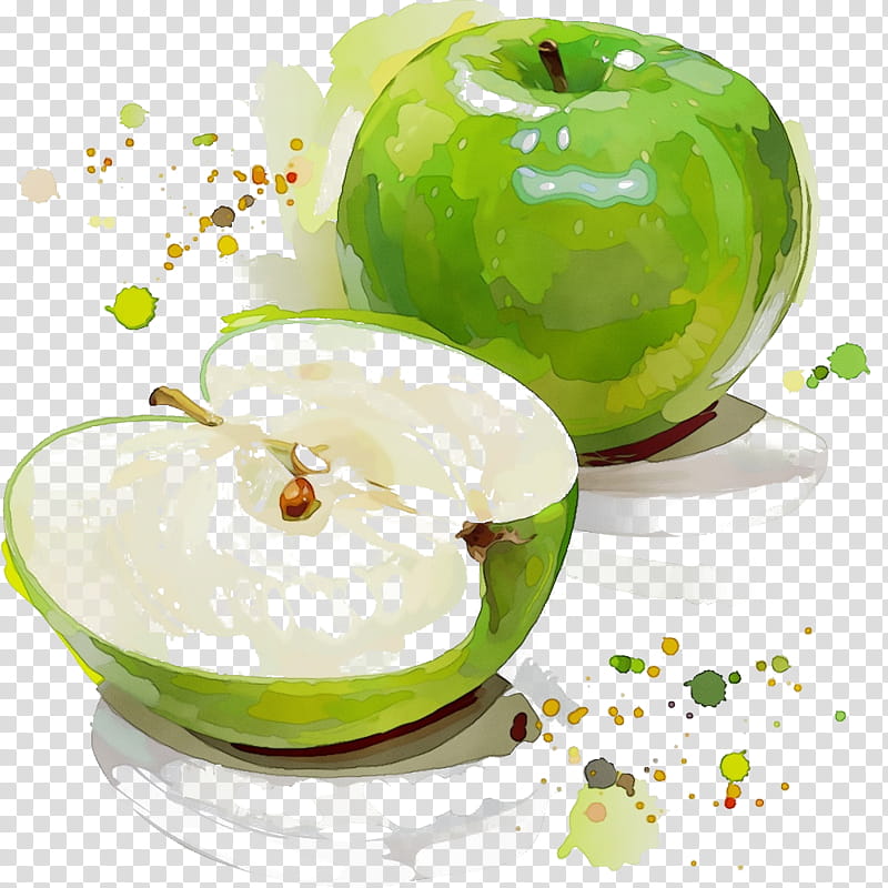 granny smith apple fruit green food, Watercolor, Paint, Wet Ink, Plant, Pectin, Malus transparent background PNG clipart