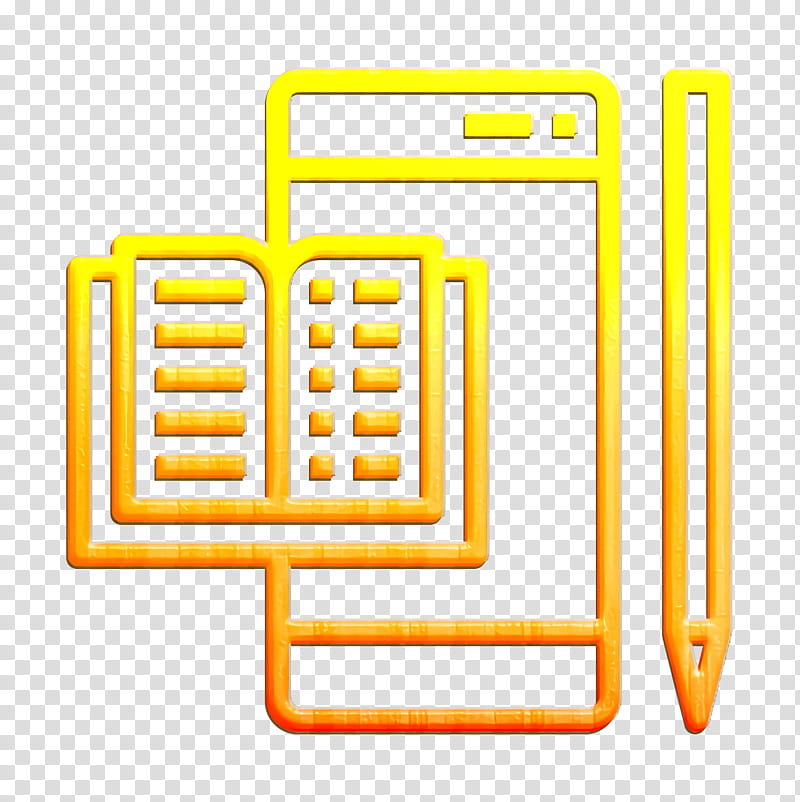 Ebook icon Book icon Book and Learning icon, Yellow, Line transparent background PNG clipart