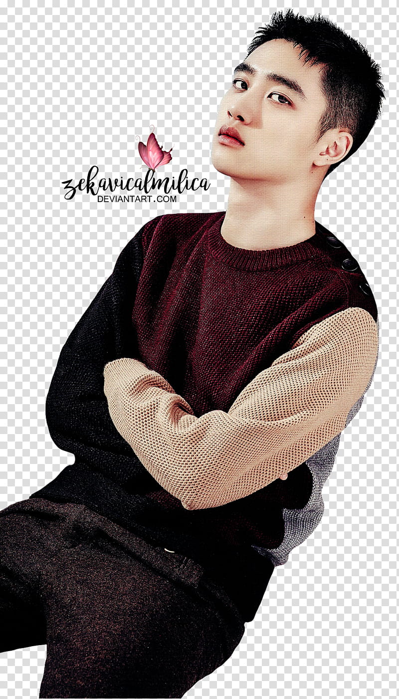 EXO D O  Season Greetings, man staring at left side transparent background PNG clipart