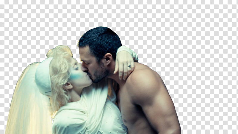 Lady Gaga , man kissing woman transparent background PNG clipart