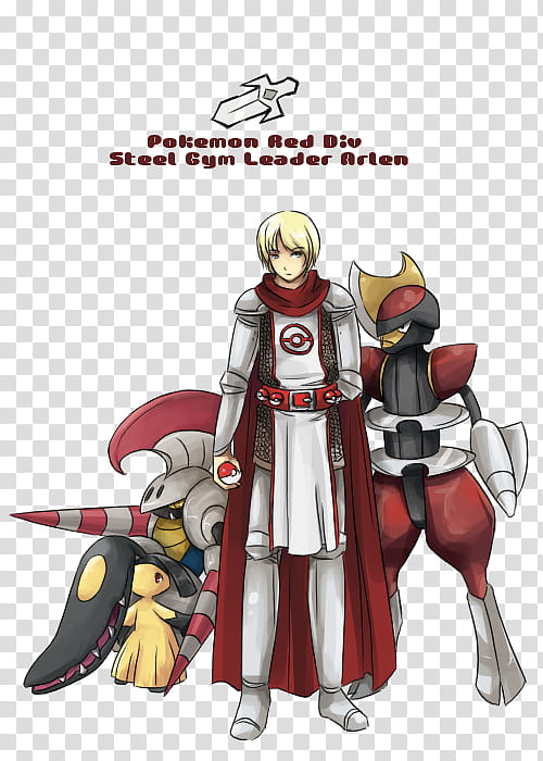 WA: Pokemon Red (Div) . Steel Gym Leader, man wearing armor anime poster transparent background PNG clipart