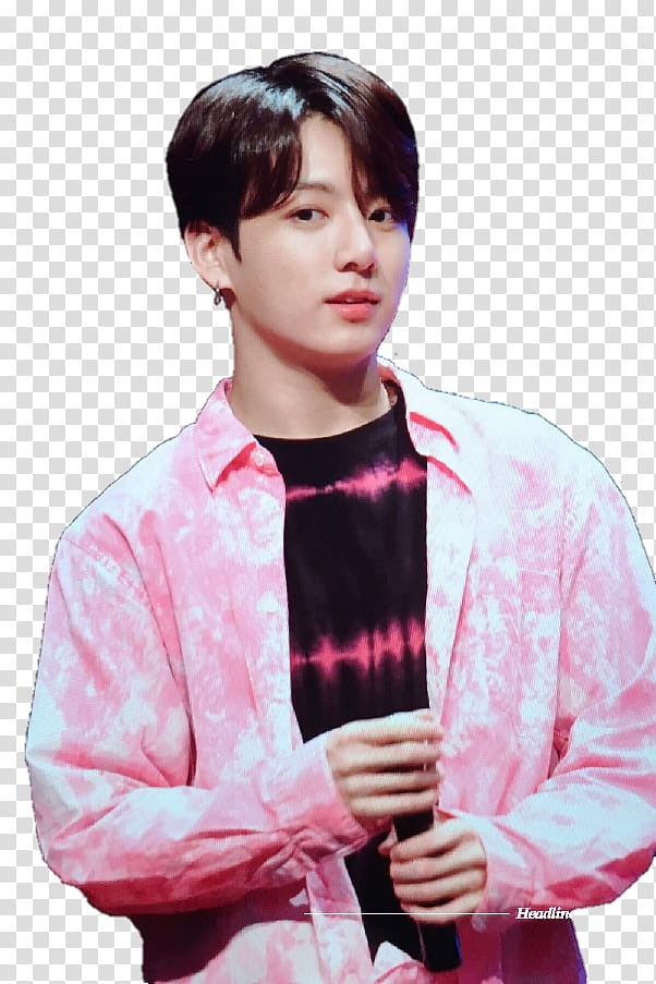 Jeon Jungkook , man wearing pink collared top transparent background PNG clipart