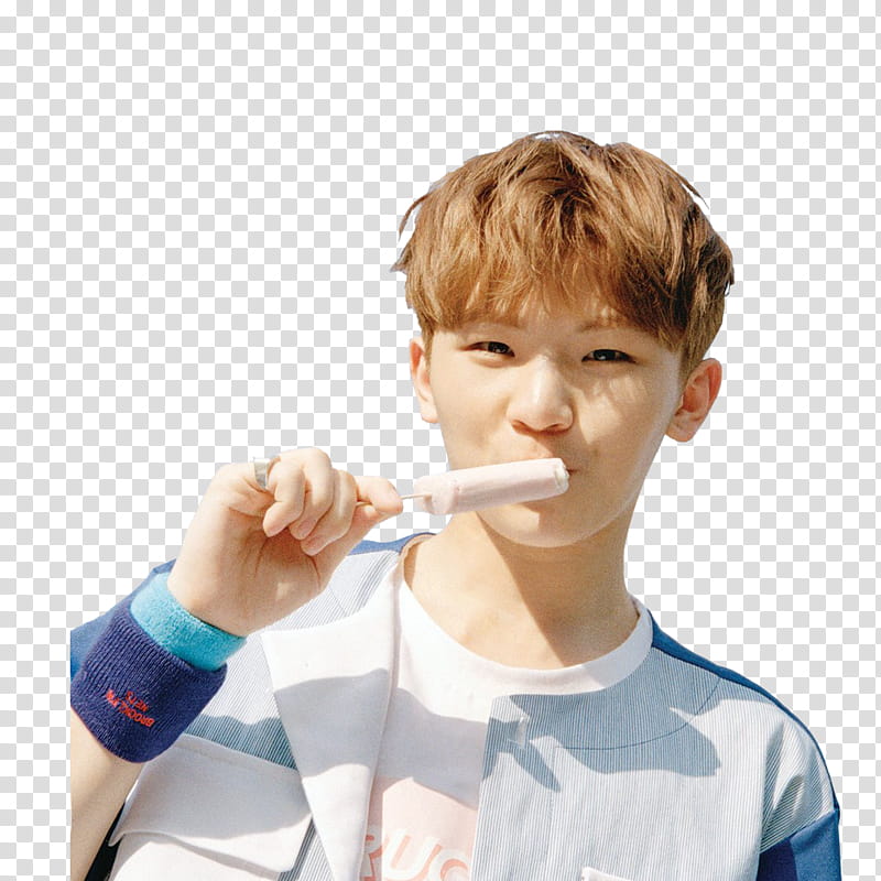 Seventeen kpop, man eating ice drop transparent background PNG clipart