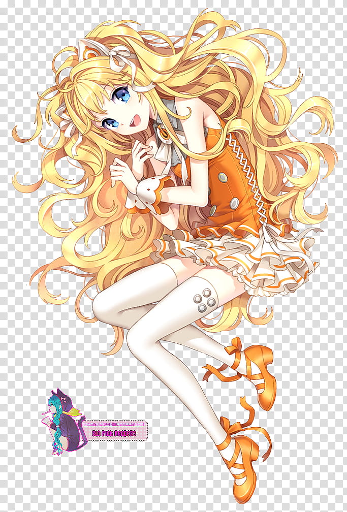 SeeU Render, yellow haired female anime character transparent background PNG clipart