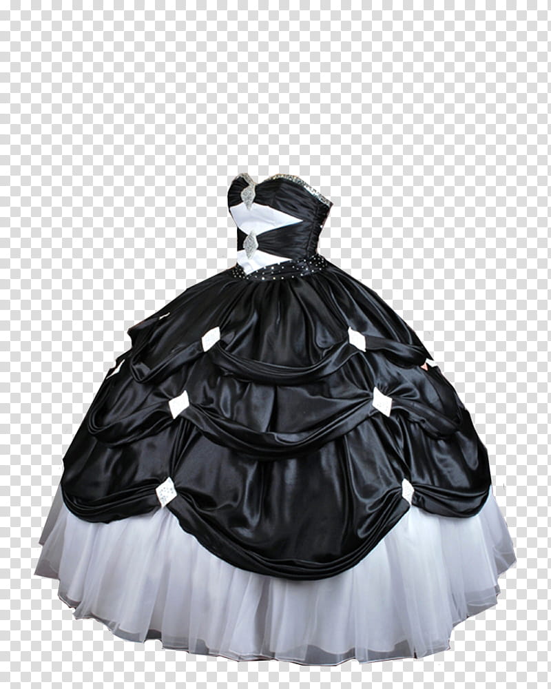 Black and White Ball Gown, black and white ballgown illustration transparent background PNG clipart