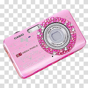, pink Casio . mega pixels point-and-shoot camera transparent background PNG clipart