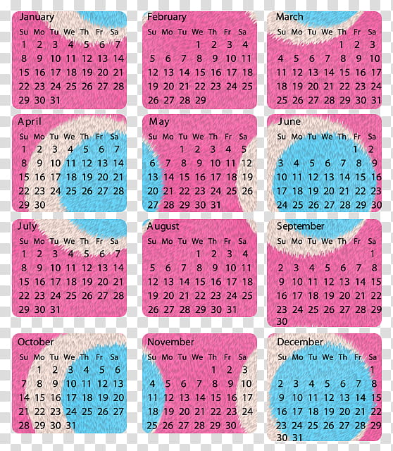 Cool Calendars , pink and teal calendar illustration transparent background PNG clipart