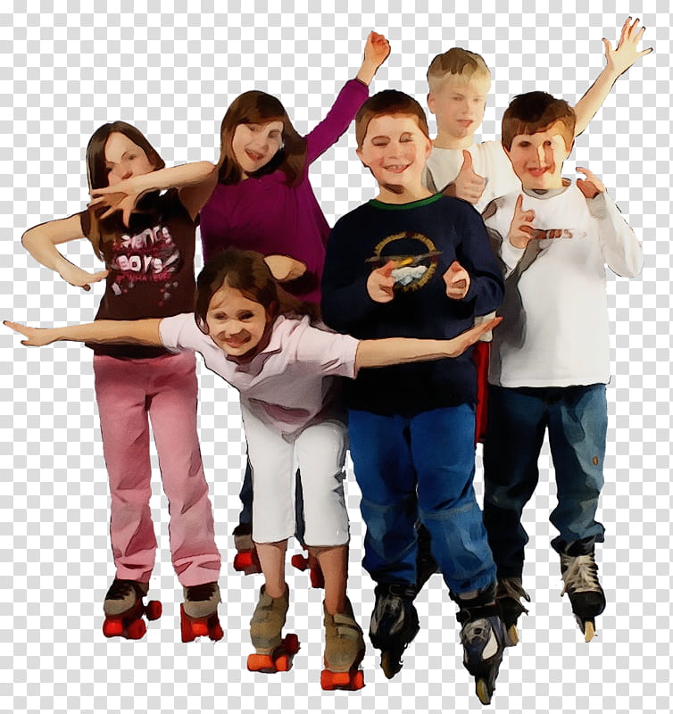 Group Of People, Watercolor, Paint, Wet Ink, Child, Roller Skating, Ice Skating, Quad Skates transparent background PNG clipart