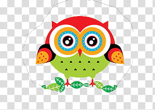 owls, white, red, and green owl illustration transparent background PNG clipart