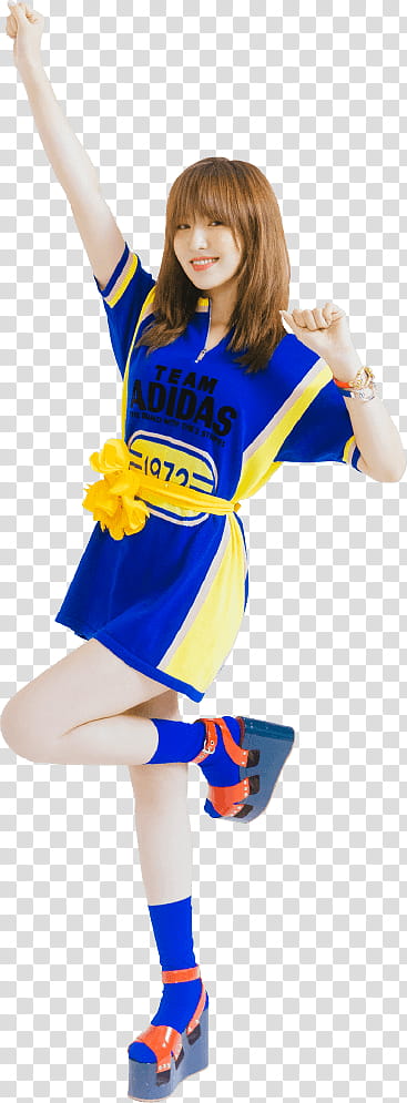 Red Velvet Summer Magic, women's wearing blue and yellow adidas jersey transparent background PNG clipart
