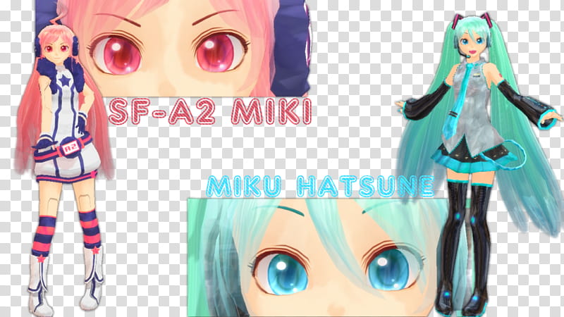 SF-A Miki and Miku Hatsune, anime characters transparent background PNG clipart