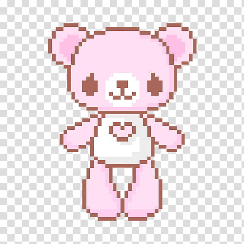 Pixel pink, pink and white bear D illustration transparent background PNG clipart