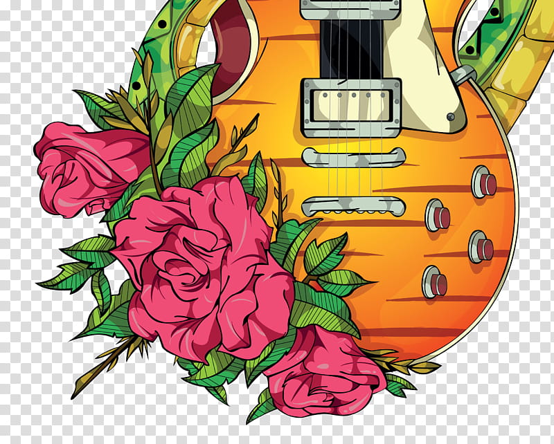 Guns N Roses Logo, Slashs Snakepit, Guitar, Musician, Guitarist, Floral Design, cdr, Gibson Les Paul transparent background PNG clipart