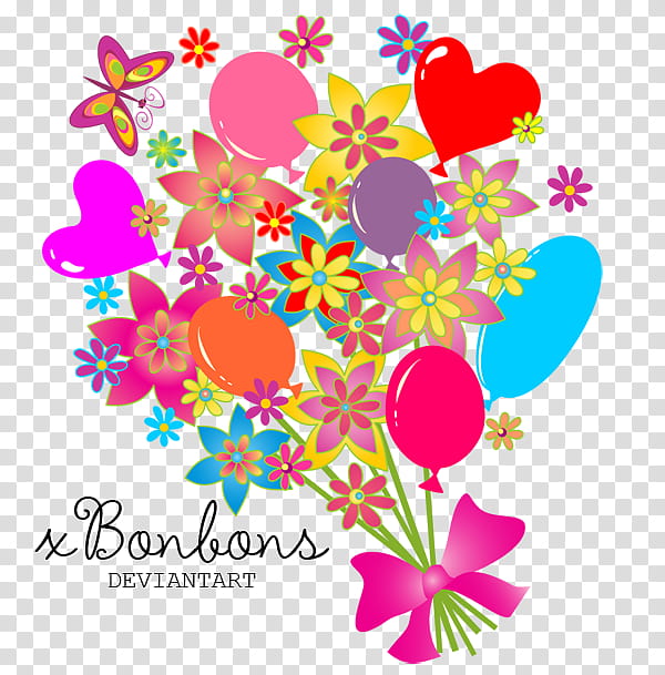 Coso Bonito, bouquet of flowers and balloons transparent background PNG clipart