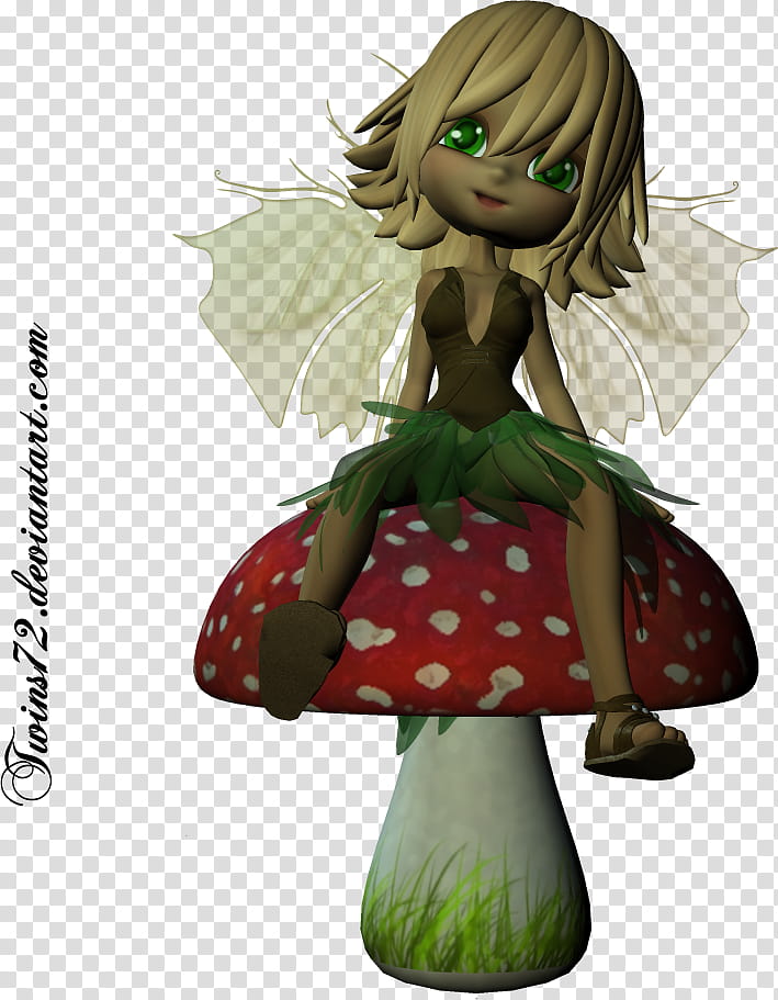 Twins Poser , fairy on red and white mushroom illustration transparent background PNG clipart