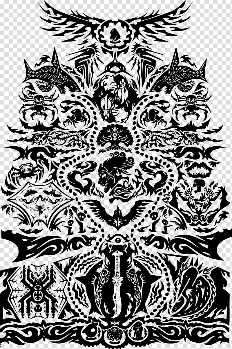 Far Cry  Tattoo ized, black and white abstract painting transparent background PNG clipart