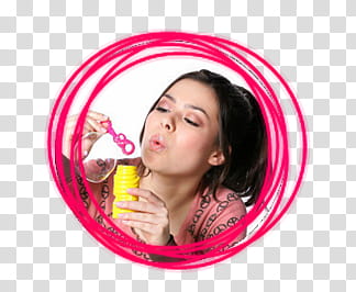 Circulo de Miranda Cosgrove, woman blowing bubble toy transparent background PNG clipart