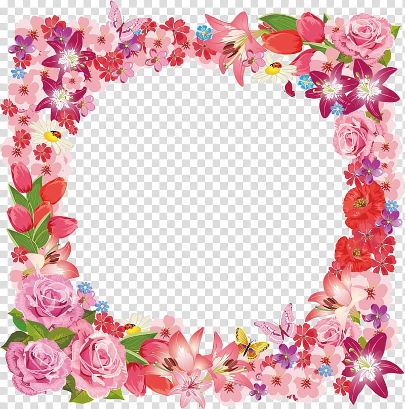 flower circle frame floral circle frame, Lei, Pink, Heart, Frame transparent background PNG clipart