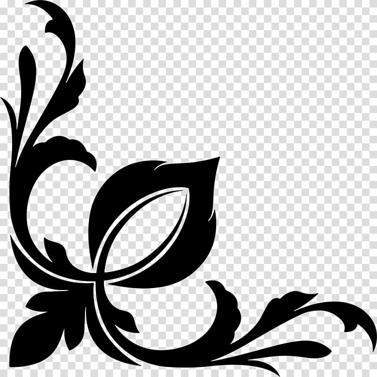 Decorative Borders, Decorative Corners, Baroque Ornament, Floral Ornament Cdrom And Book, Drawing, Leaf, Blackandwhite, Plant transparent background PNG clipart