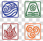 Four Nations Avatar, four assorted symbols illustration transparent background PNG clipart