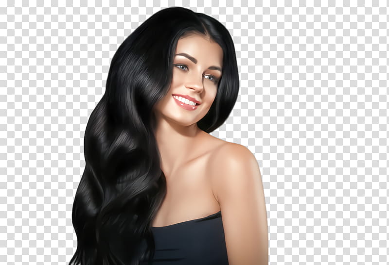 hair hairstyle black hair long hair skin, Beauty, Chin, Wig, Human, Step Cutting transparent background PNG clipart
