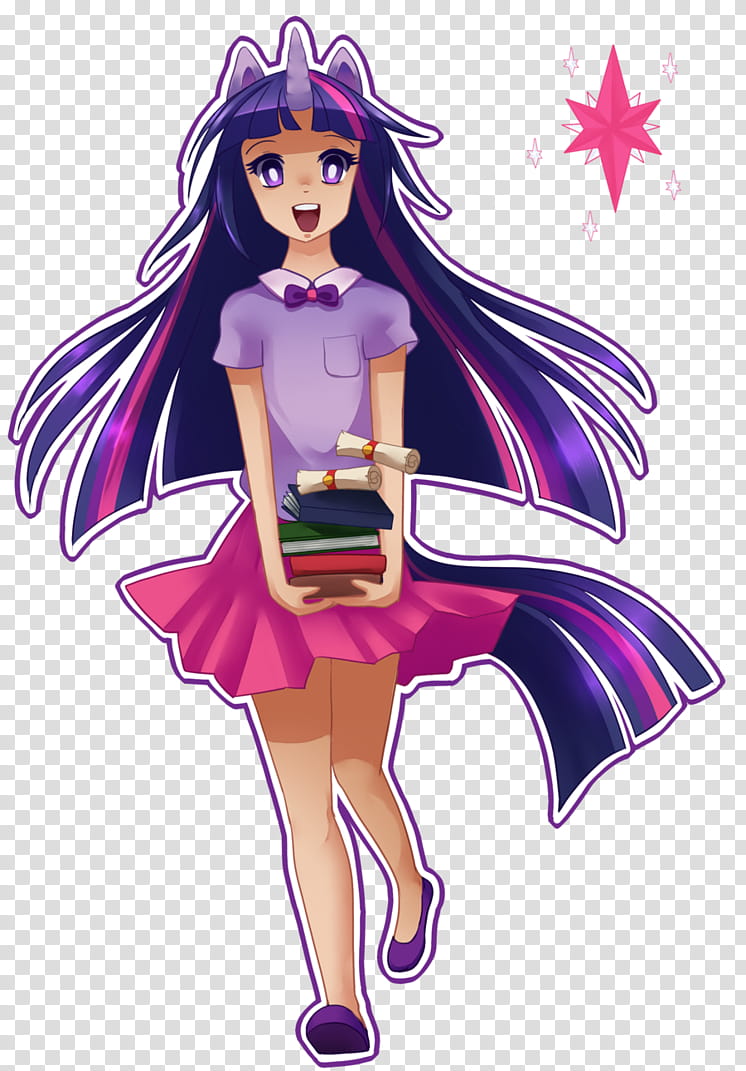 Twilight Sparkle, purple hair female anime character transparent background PNG clipart