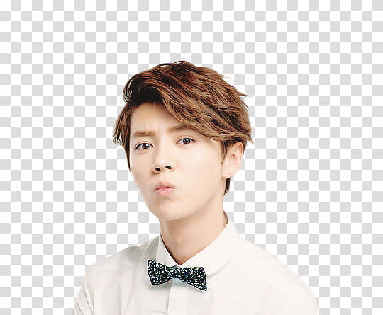 Luhan , pouting man wearing white dress shirt and black bowtie transparent background PNG clipart