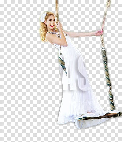 Mechi Lambre en CARAS, woman wearing white dress riding swing transparent background PNG clipart
