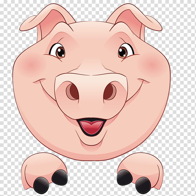 Pig, Watercolor, Paint, Wet Ink, Domestic Pig, Porky Pig, Cartoon, Pigs Ear transparent background PNG clipart