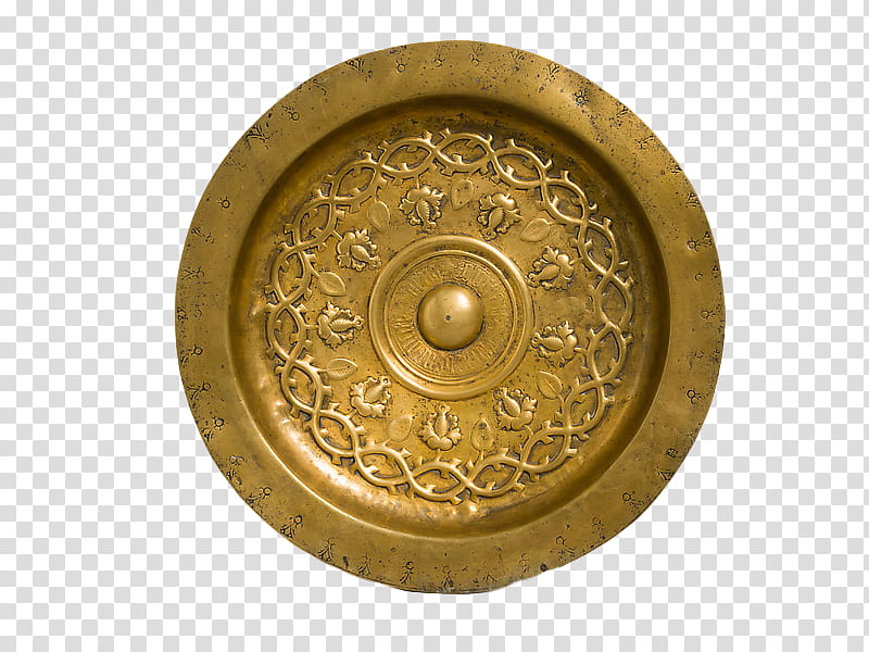 , round brass-colored gong transparent background PNG clipart