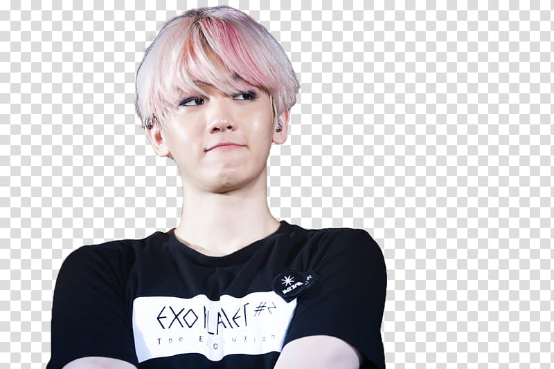 BAEKHYUN EXO, man wearing black crew-neck t-shirt transparent background PNG clipart
