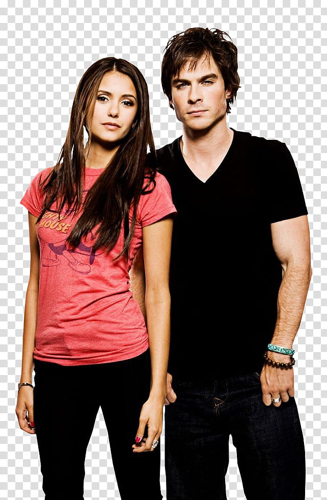 The Vampire Diaries, Ian Somerhalder and Nina Dobrev transparent background PNG clipart