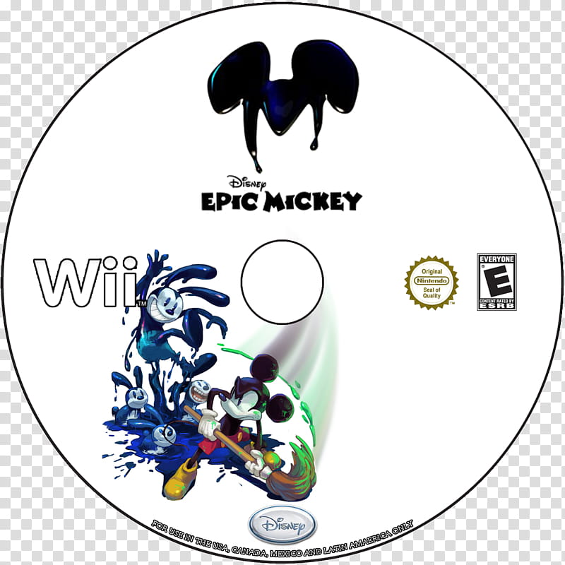 Epic Mickey, Nintendo Wii Disney Epic Mickey compact disc transparent background PNG clipart