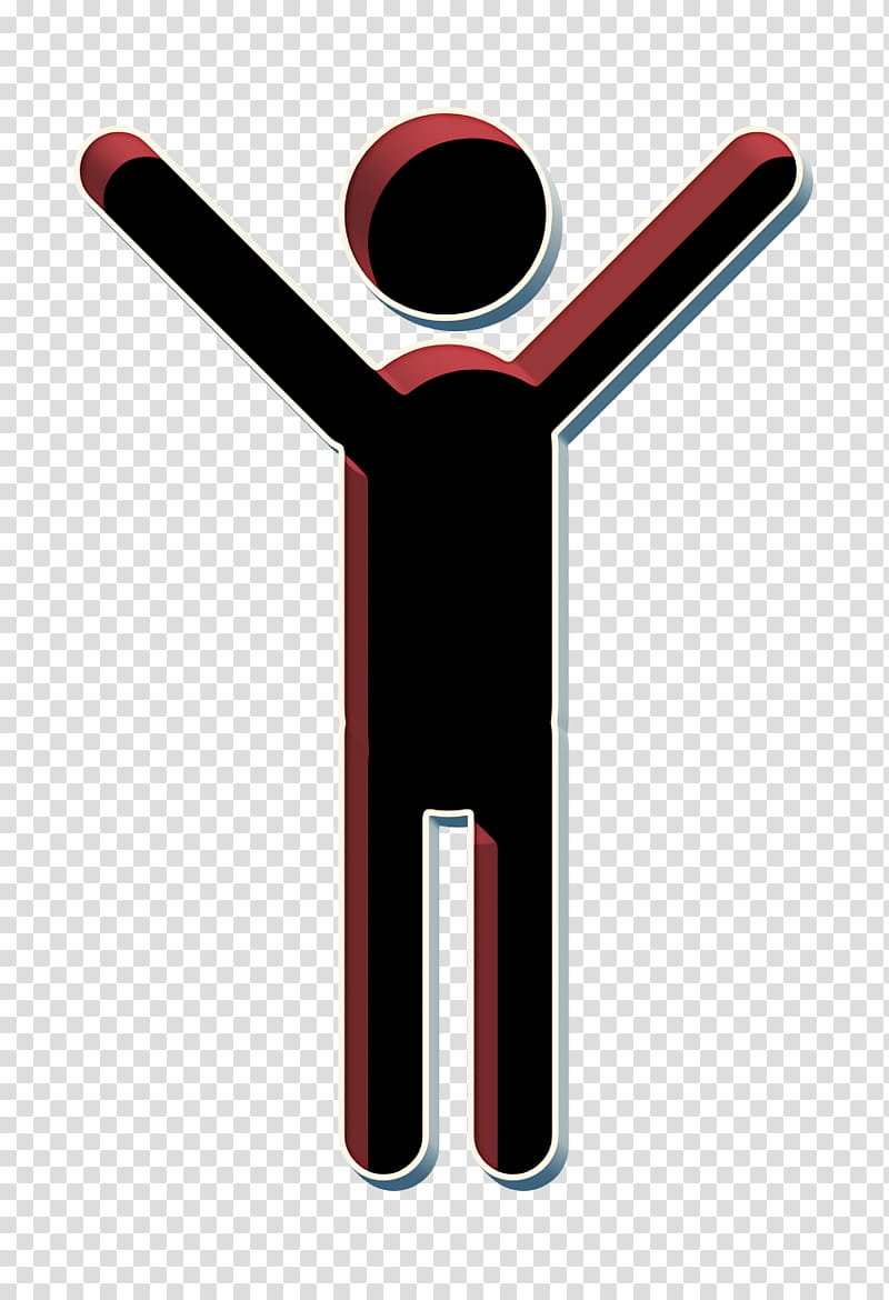 Humans 2 icon Man standing with arms up icon people icon, Man Icon, Red, Material Property, Symbol, Sign, Logo transparent background PNG clipart