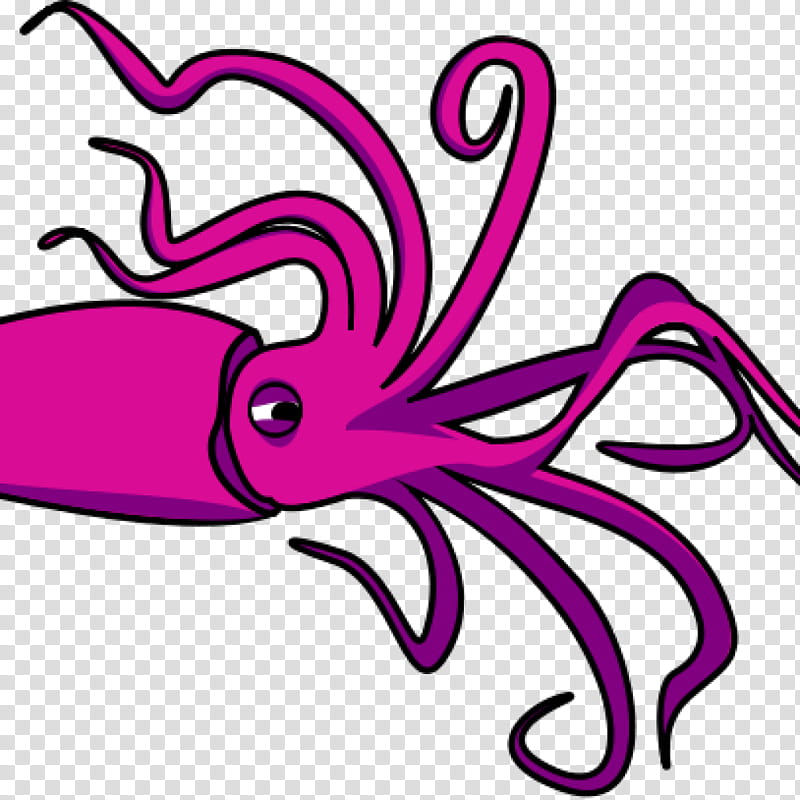 Octopus, Squid, Giant Squid, Silhouette, Colossal Squid, Drawing, Pink, Magenta transparent background PNG clipart