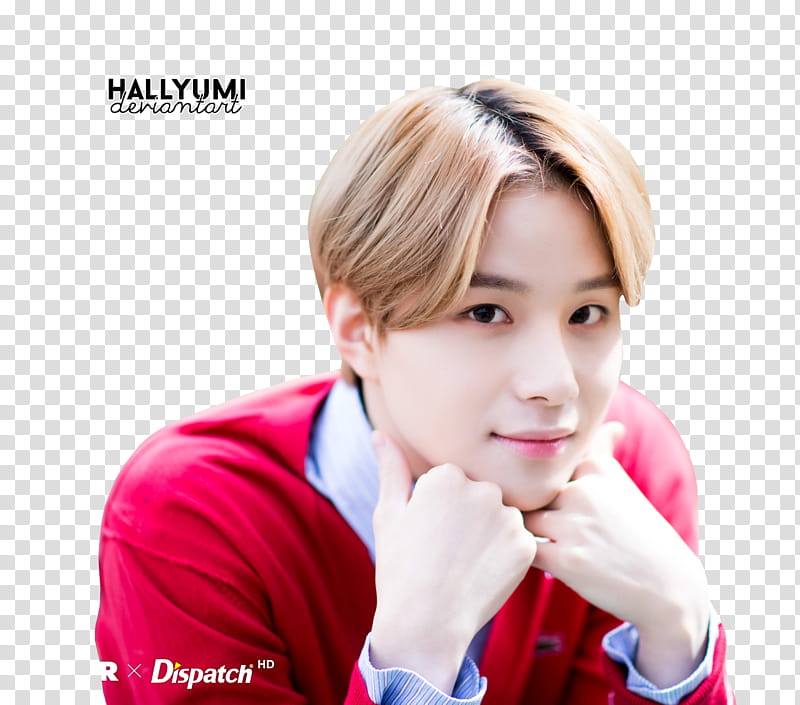 Jungwoo, man wearing red long-sleeved shirt while smiling transparent background PNG clipart