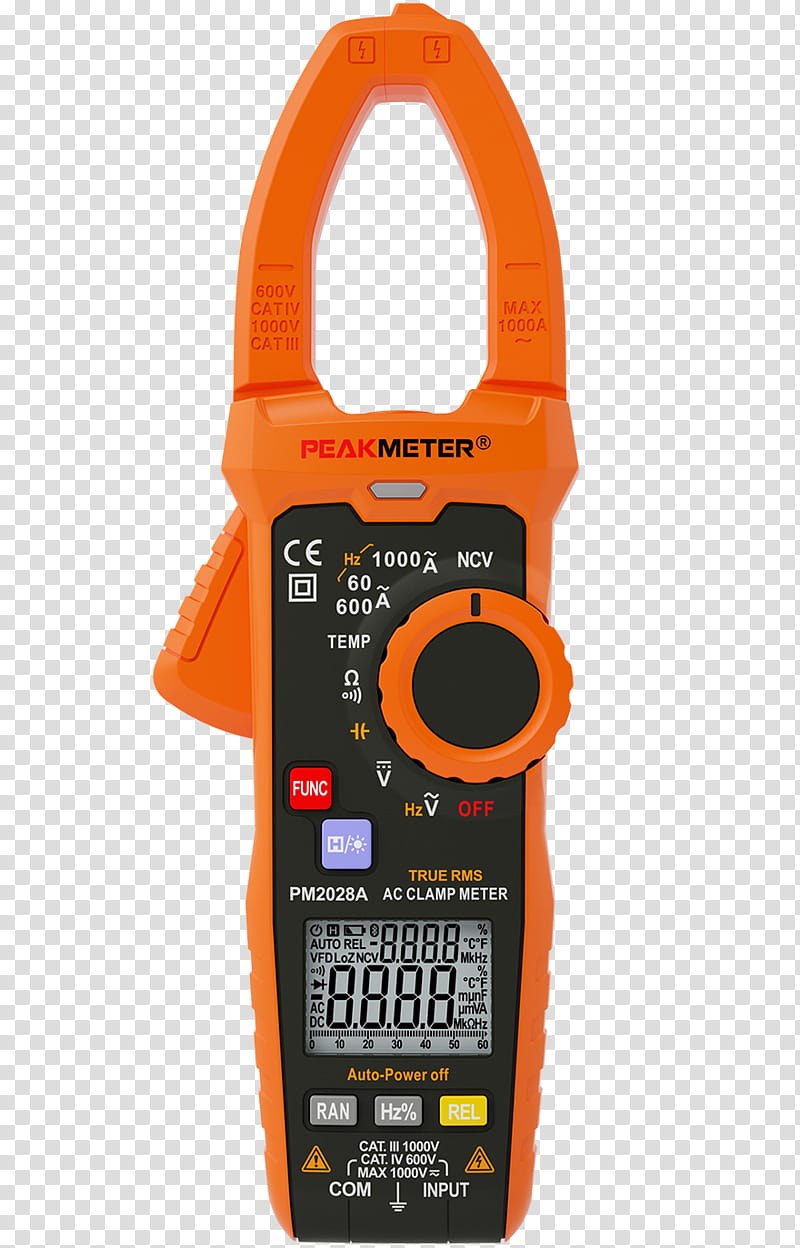 Orange, Current Clamp, Multimeter, Measuring Instrument, Peak Meter, Alternating Current, Voltmeter, True Rms Converter transparent background PNG clipart