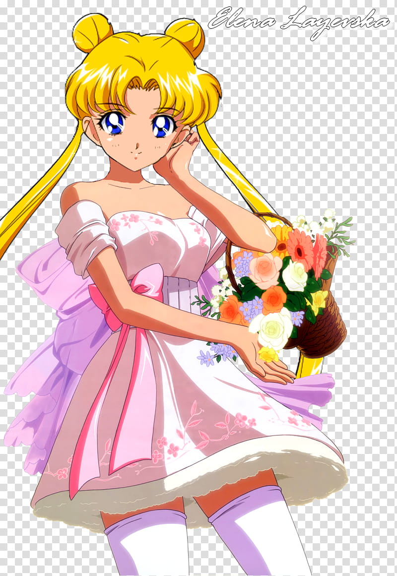 Serena Tsukino Dress Flowers transparent background PNG clipart