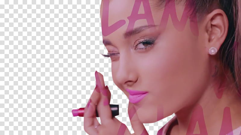 Ariana Grande, Ariana Grande holding pink lipstick transparent background PNG clipart