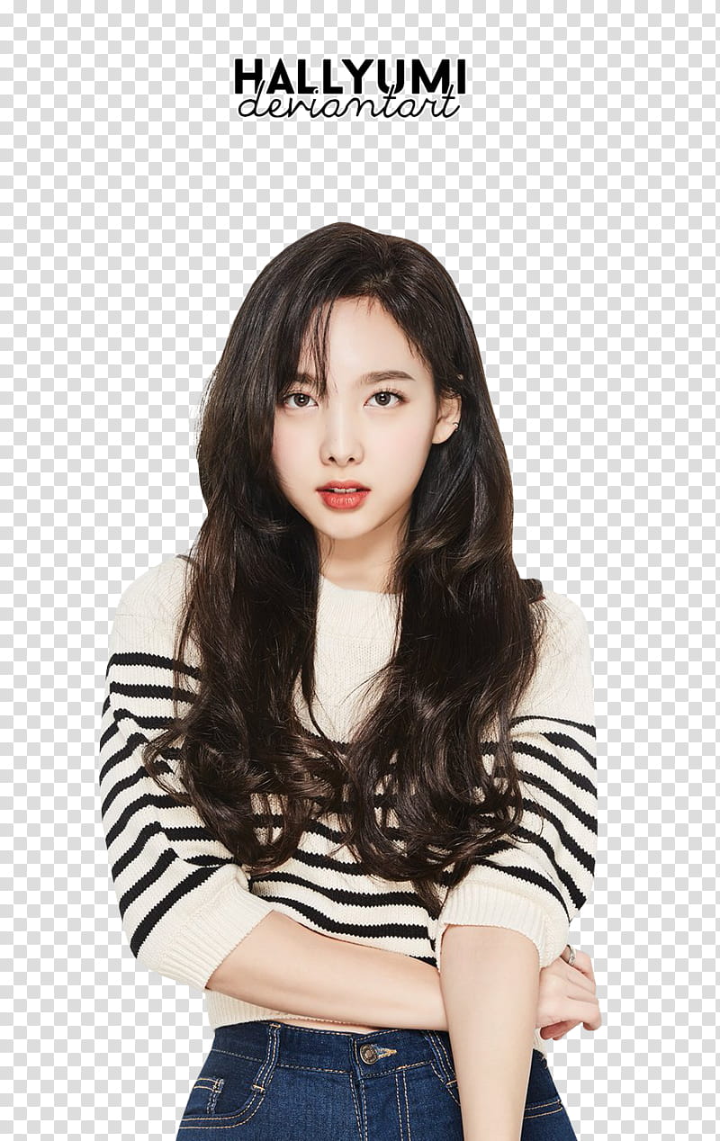 Nayeon, woman wearing striped top transparent background PNG clipart