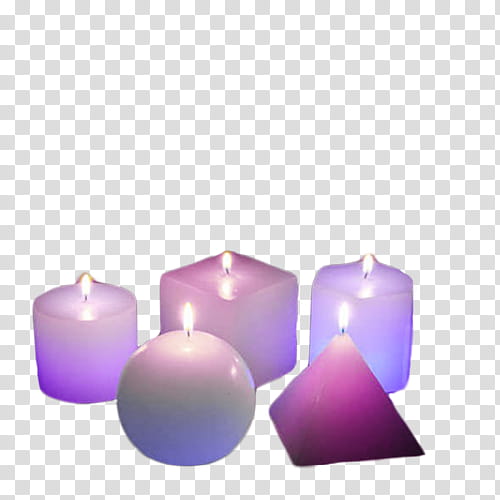 Velas Estilo Vintage, five lighted purple candles transparent background PNG clipart