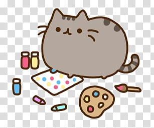 Pusheen the cat, gray cat emoji painting transparent background PNG clipart