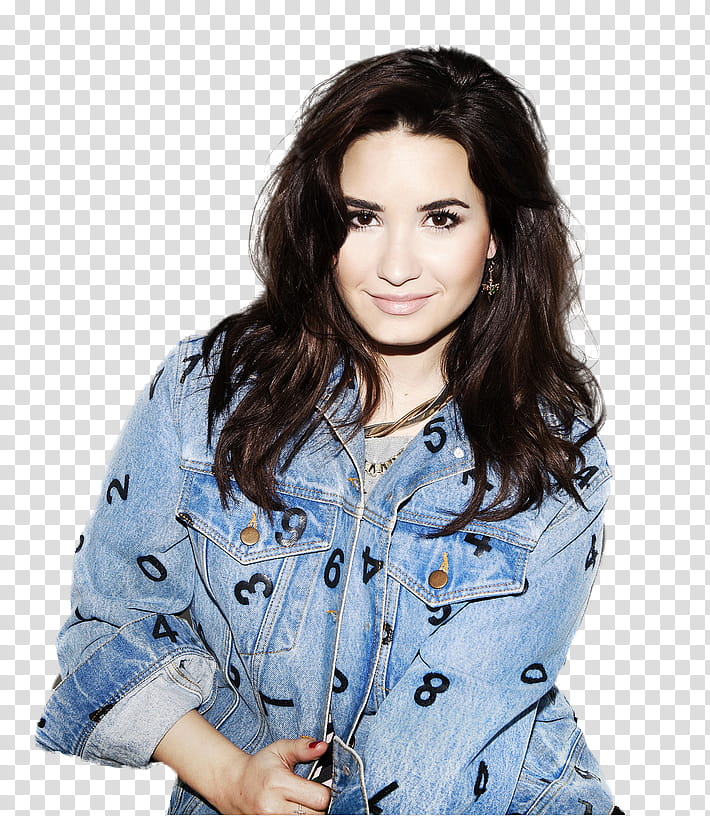 Demi Lovato Fiasco Magazine Cut Out , woman wearing blue denim jacket transparent background PNG clipart