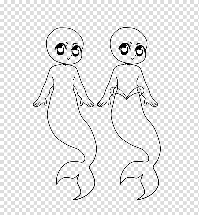 FU Chibi Mermaid Base, two mermaid sketches transparent background PNG clipart