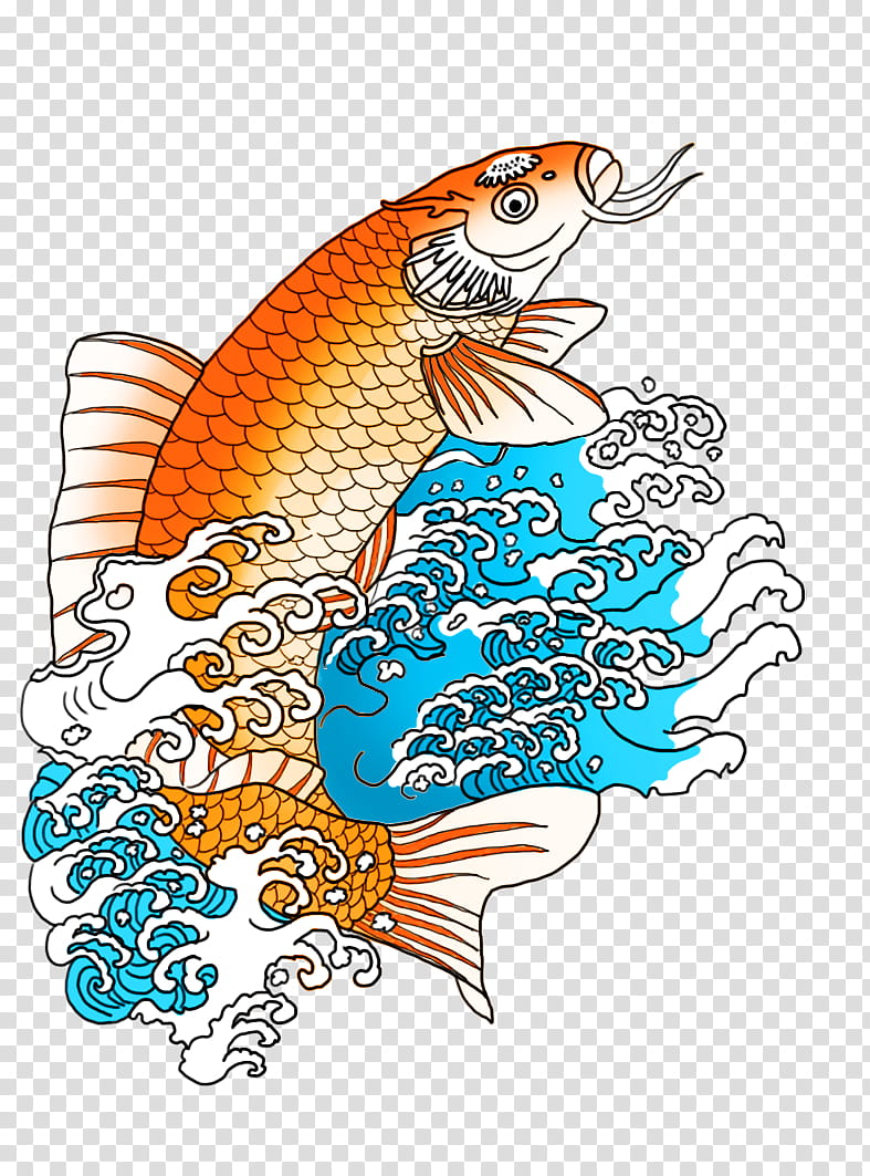 Fish, Koi, Drawing, Color, Line Art, Common Carp, Orange, Seafood transparent background PNG clipart