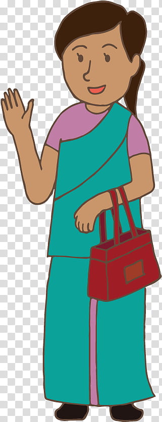 India Woman, Women In India, Drawing, Cartoon, Sari, Clothing, Standing, Hand transparent background PNG clipart